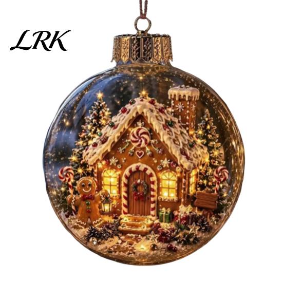 Led Glass Ball Decorations Lighted Christmas Ornament with Warm LED Lights, Retro Metal Cap Decorative Ornaments Transparent for Holiday Tree