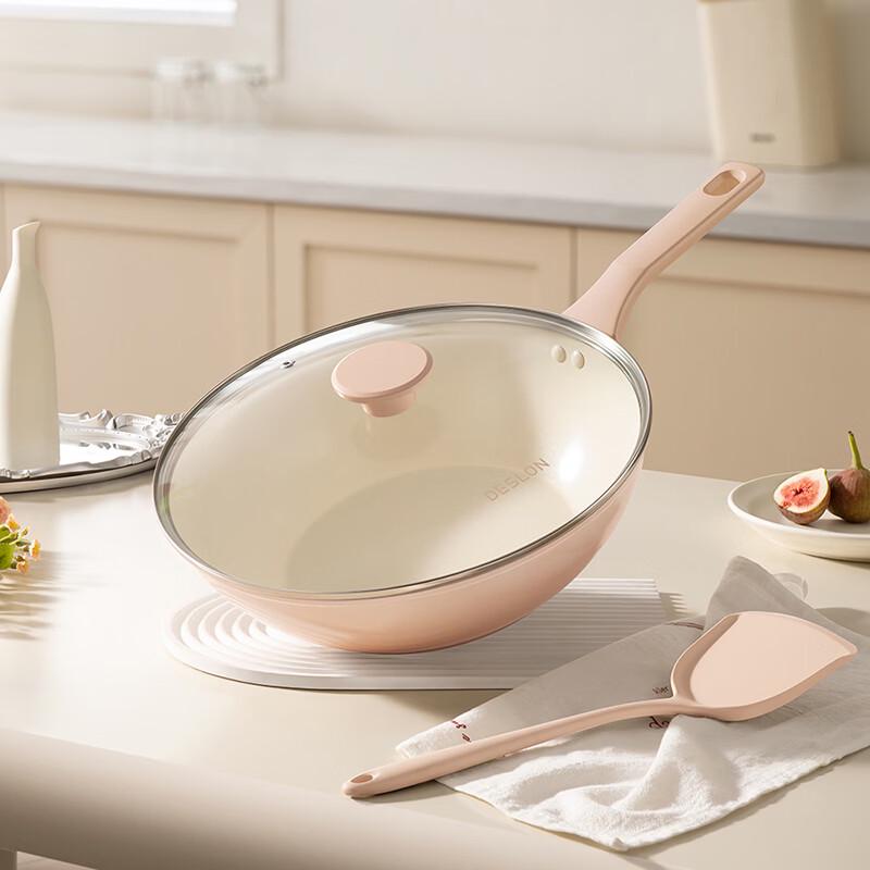 Deslon Rose Series Titanium Ceramic Non-stick Wok