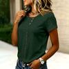 Women Casual Round Neck Short Sleeve T Shirt Button Down Front Relaxed Fit Lightweight Top for Everyday Wear