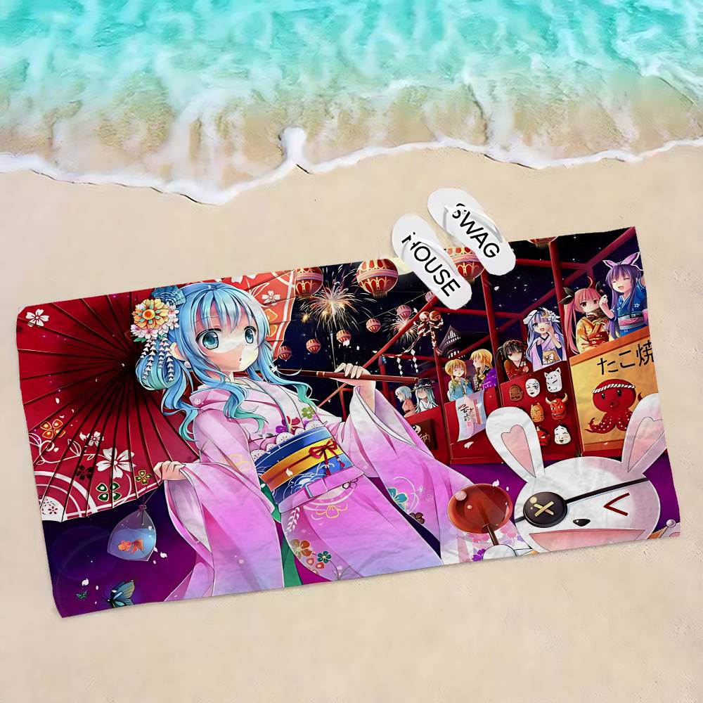 Date A Live Cartoon Microfiber Blanket Quick Drying Beach Towels Oversized Printing Super Absorbent Pool Towel Blanket
