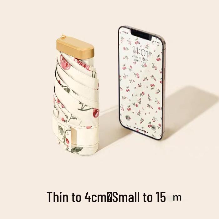 Zhi Retro Cherry Six-Fold Dual-Use Sunscreen Umbrella