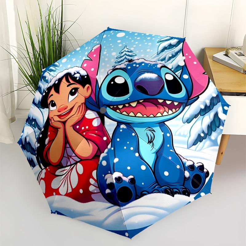 Lilo Stitch Love Portable Automatic Umbrella Folding Umbrella with 8 Ribs Sturdy Construction All-Season Use Fashion Lovers