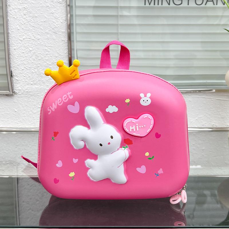 Trendy Led Flashing Children's Eggshell Backpack With Cute Dinosaur And Rabbit Design