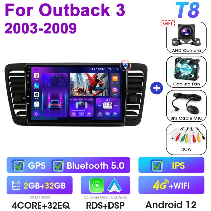 2 Din Android 12 Car Radio For Subaru Outback 3 Legacy 4 2003 - 2009 Multimedia Video Player GPS 4G Carplay Auto Stereo DVD QLED