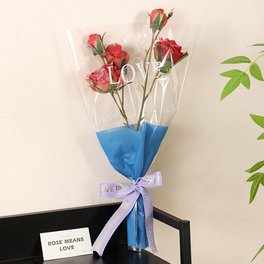 50PCS Package Supplies Flower Packaging Bag Waterproof Bouquet Packing Material Mother's Day