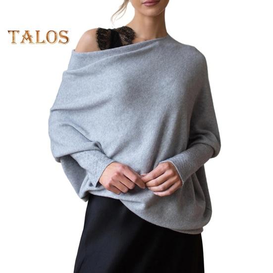 Mulheres Pullover Tops Gola Redonda Manga Longa Casual Solto Ajuste Tops Cor Sólida Elástico Casual T-shirt