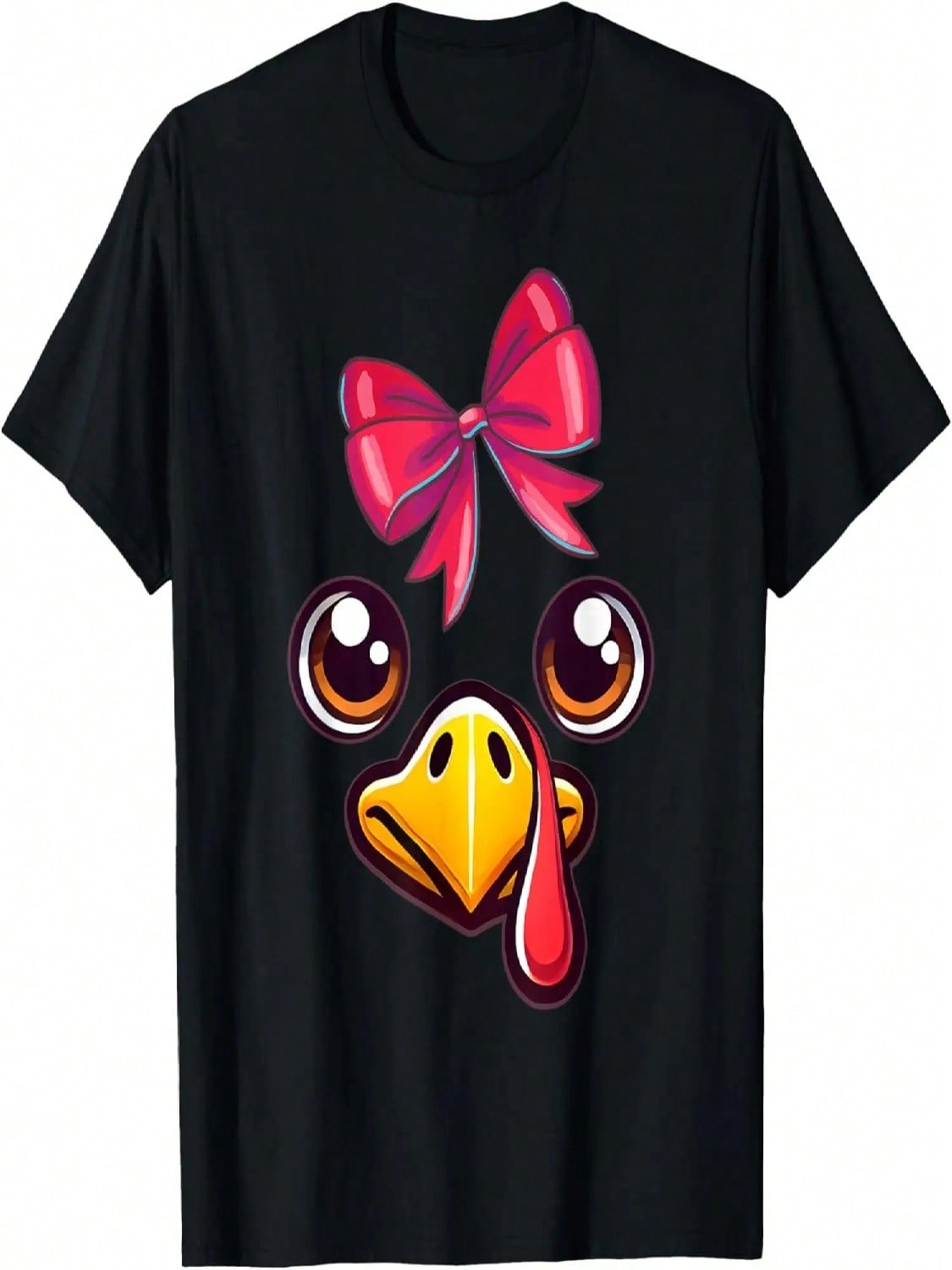 Turkey Face Cute Bow Thanksgiving Girl T-Shirt S разноцветный