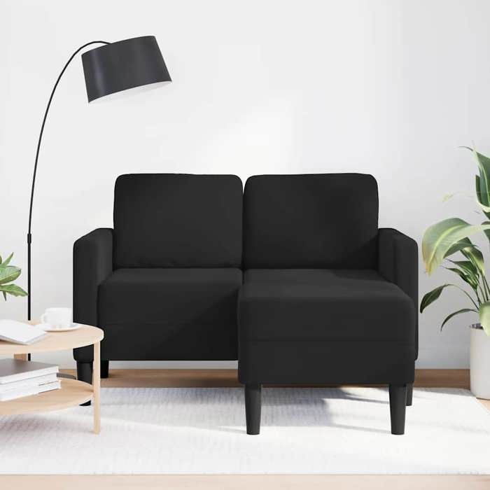VidaXL 2-seater Sofa with L-shaped Chaise Lounge Black 125 Cm Velvet, 2-seater Bedroom Sofa, Loveseat, Two-seater Sofa, 4107073