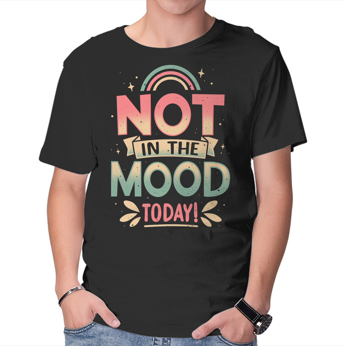 Unisex Crew Neck T-Shirt Not Today Nope Graphic Short Sleeve Casual Tee L