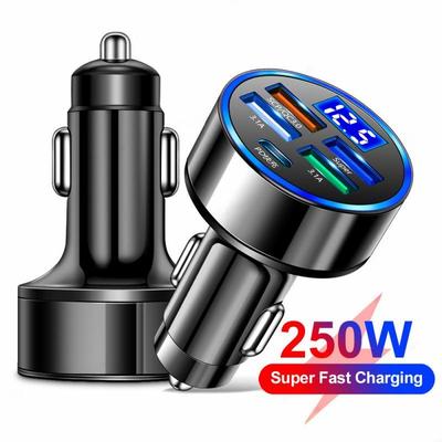 5-Port Super Fast Car Charger with Digital Display