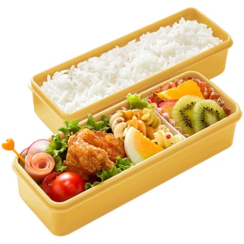 Skater Bento Box, Dull Yellow, 630ml, Two-Tier, Slim Silicone Inner Lid, Women's, Made In Japan, SSLW6AG-A