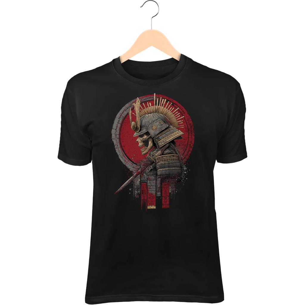 Skull Samurai Warrior II T-Shirt – Cracked Mask, Long Katana, War-Torn Armor