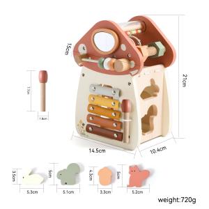 Baby Wooden Montessori Toys Rocket Blocks Building Stacking Puzzle Game Baby Food Grade Wooden Early Education Toys Child Gift