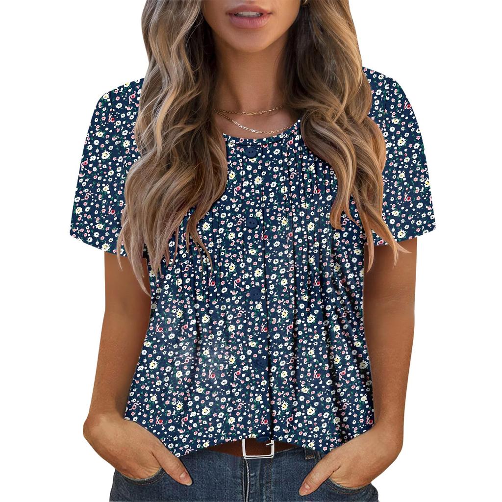 Women'S Work Shirt Pleated 3/4 Sleeve Dress Top V-Neck Shirt Casual Waist Tied Shirt Business Shirt