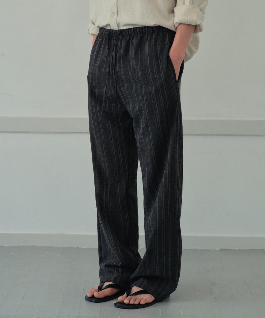 Wednesday Oasis Clark Stripe Semi-Wide Pants_Black(Wb6Pt16)