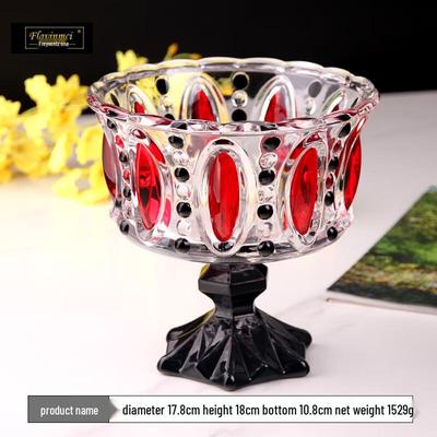 Flavinmci Hand-Painted Red Glass Fruit Bowl