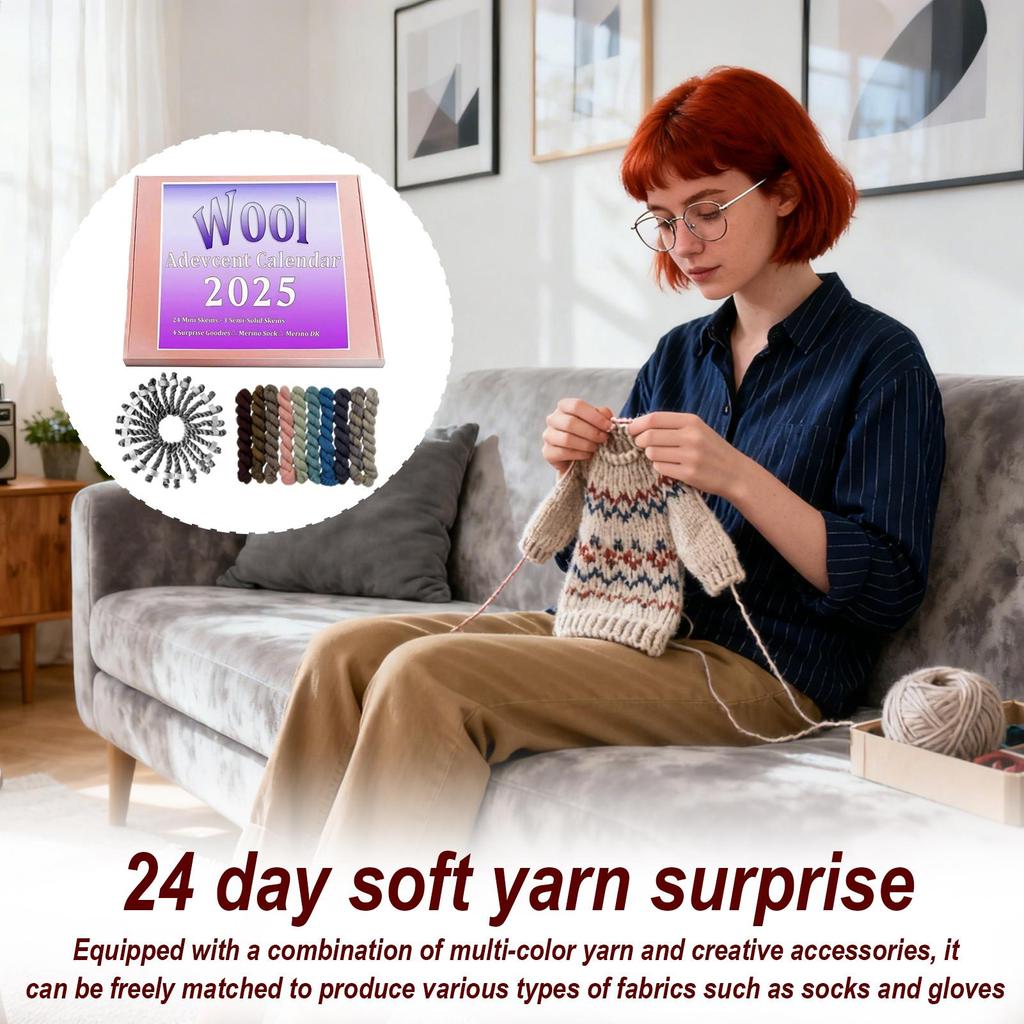 2026 Wool Advent Calendar 24 Days of Soft Yarn Surprises Wool Knitting Yarn Christmas Countdown Calendar Creative Supplies