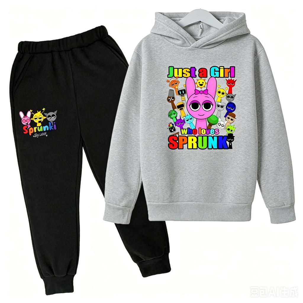 Haine Copii Sprunki Hanorac+pantaloni Vârsta 2-12 Băiat Fată Figurine Anime Incredibox Bluză Primăvară Toamnă Pulover pentru Copii Seturi