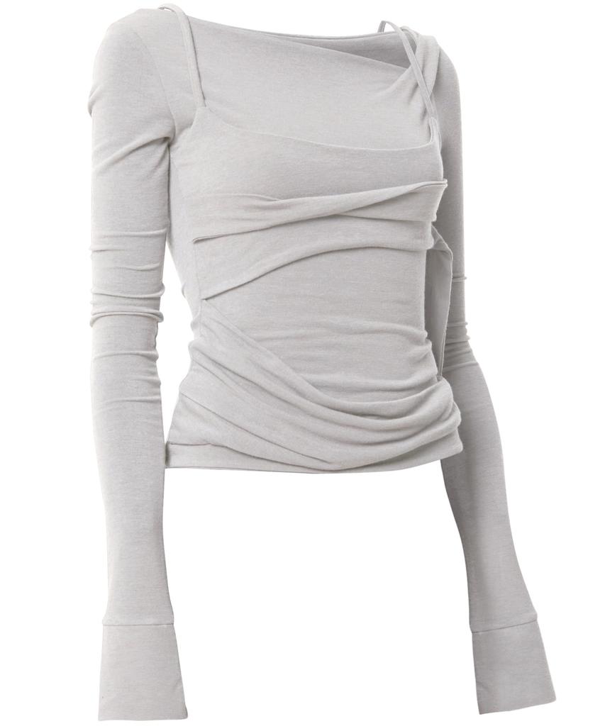 Peulleeoeob Layered Bustier Long Sleeve (Fl-105_Cloud White)