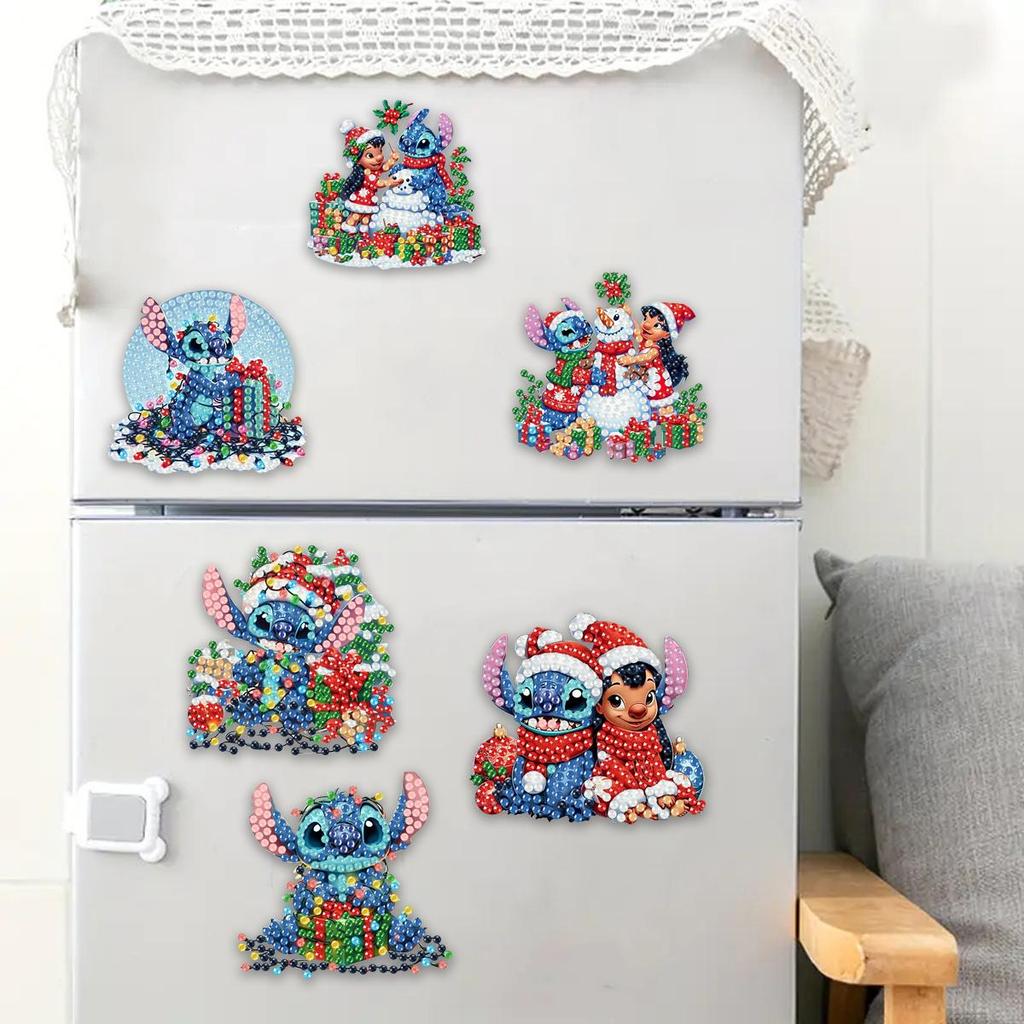 6Pcs Gift Series Diamond Art Fridge Magnet Diamond Painting Refrigerator Magnet Diamond Painting Fridge Magnet for Adults Beginners