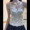 French Lace Slimming Camisole Bra with Chest Pads - Elegant Underwear & Outerwear Top