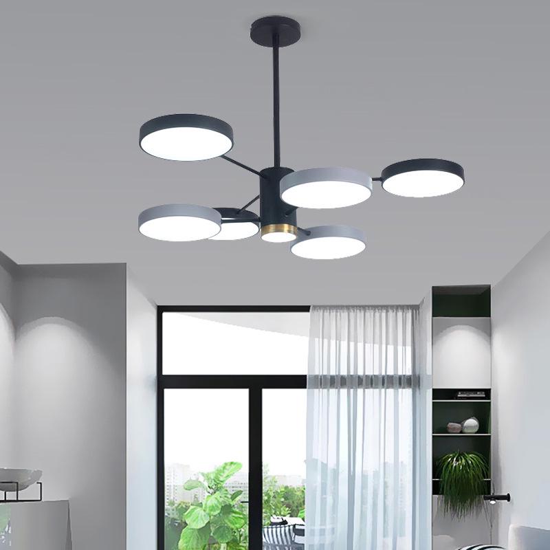 

Современная скандинавская многорожковая светодиодная люстра для столовых и гостиных Three-color dimmable