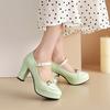 High Heels Damen Runde Spitze Schnallenriemen Einzelne Schuhe Frühling Mary Jane Schuhe Plateau-Sohlen Kleine Personen Erhöhen Höhe