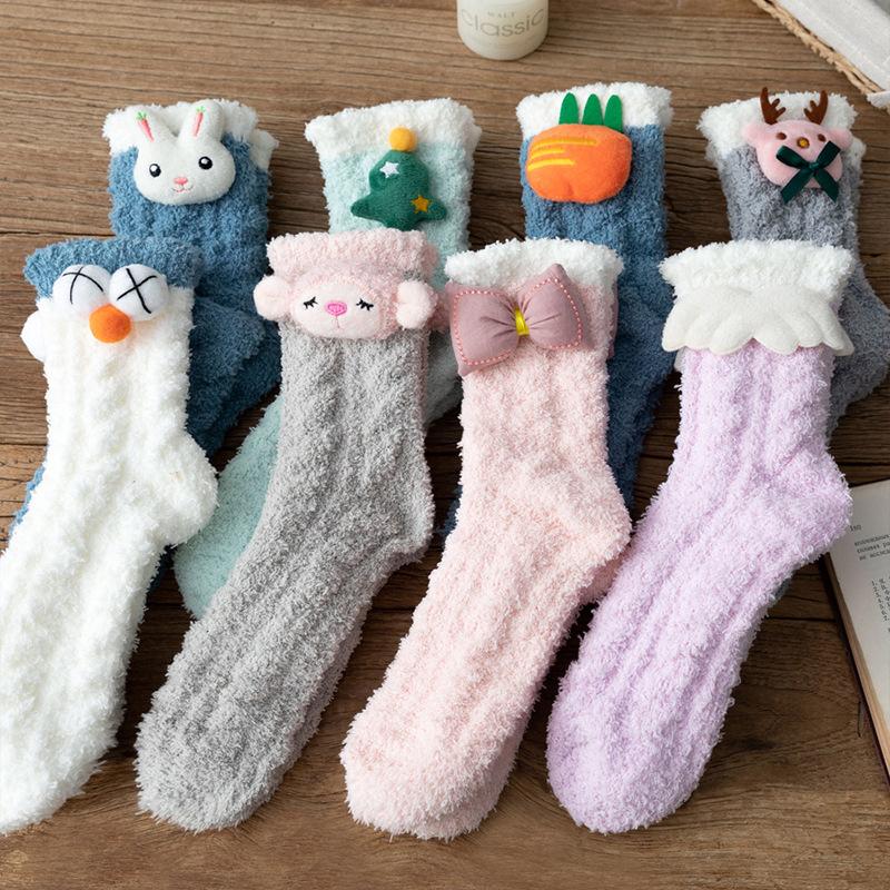 Female Autumn and Winter Thickened Sleep Lovely Month In The Tube Socks