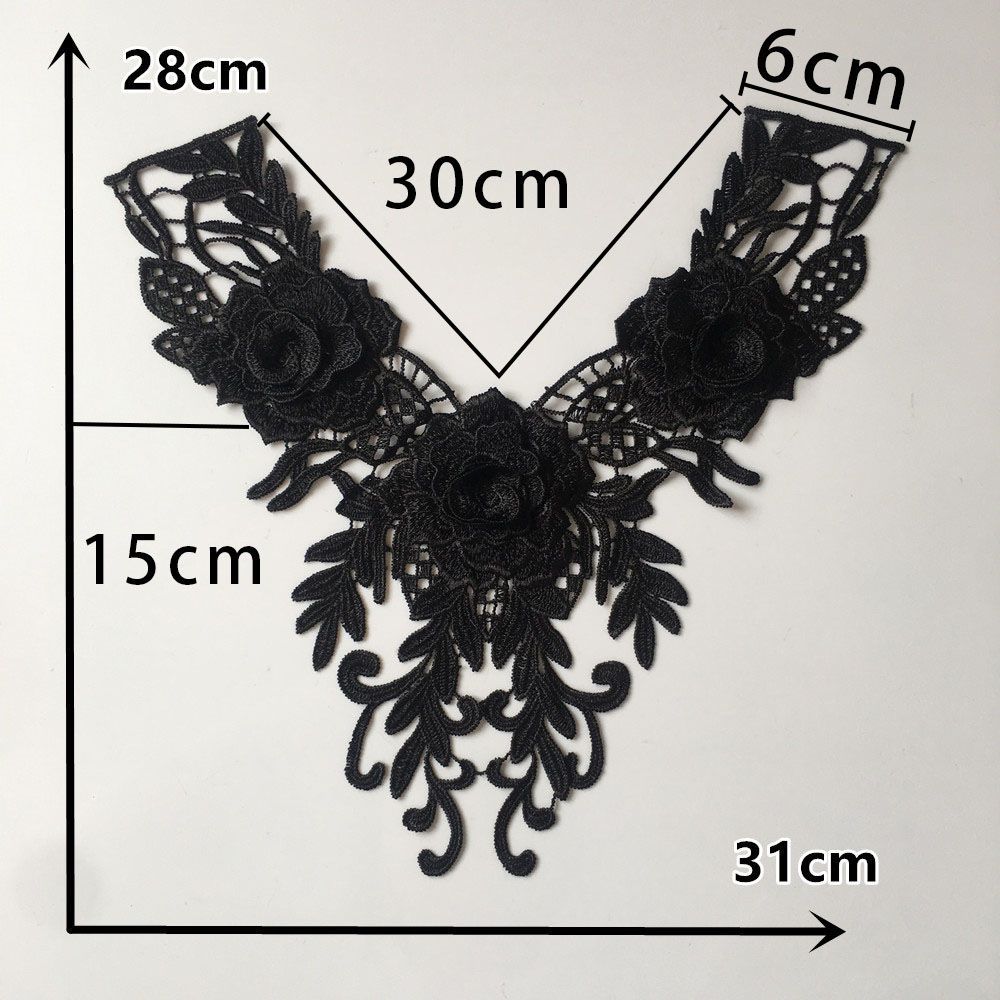 Black And White I Polyester Thorn Hollow Embroidered Collar-Shaped Sewing Lace Diy Decorative Cheongsam Dress Clothing Accessories Accessories