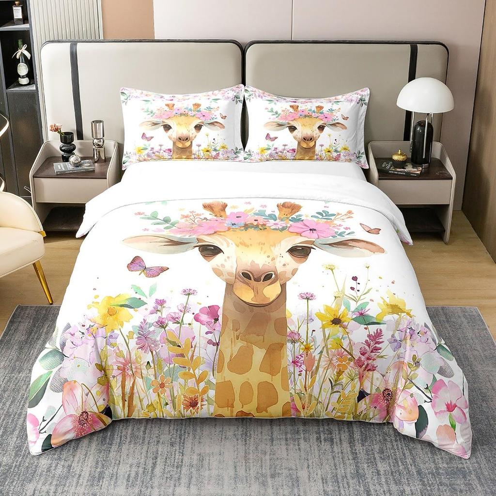 Giraffe Duvet Covers for Boys Girls Quilt Covers Lightweight Down Room Decor Queen King Size 2 Pillowcase 1 Duvet Cover No Quilt