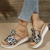 Fashion Leopard Print Wedge Slippers Women Summer Peep Toe Platform Sandals Woman Lightweight Non Slip Beach Sandles Plus Size