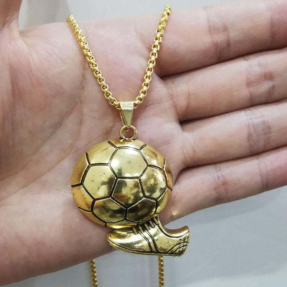 1 Stück Silbernes Fußball & Schuhe Design Edelstahl Kette Halskette, Retro Kreativer Street Style Coole Halskette Für Jungen