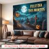 Party Backdrop Halloween Flat Graveyard Scary Pumpkin Lanterns Tombstones Event Photo Background Outdoor Party Decor