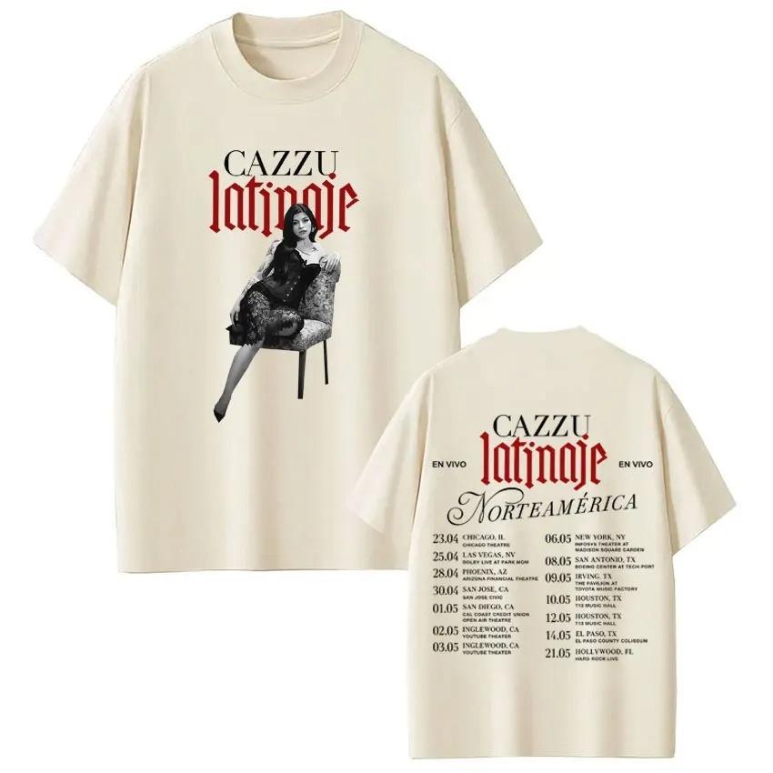 Unisex Women Fashion Hiphop Tshirts Singer Cazzu Latinaje 2026 Tour Graphic Tee Shortsleeved Cotton Aesthetic Oversized Tshirt