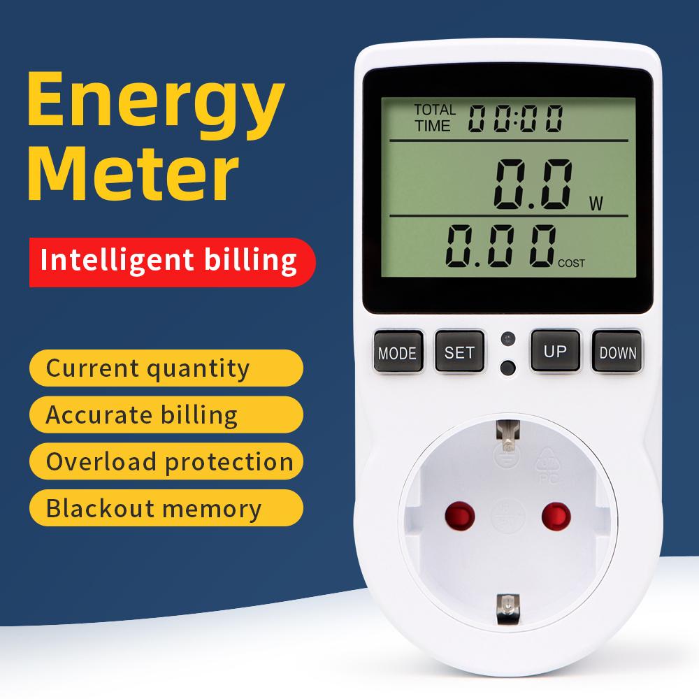 Digital Wattmeter 220V Energy Meter Socket Analyzer AC Voltmeter Ammeter Fuel Monitor Kwh and Price Display