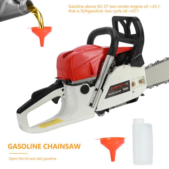 1 Set Gas Chain Saw High Power Multifunction 58 Cubic Centimeter Rust Resistant Wood Chainsaw for Wood Cutting