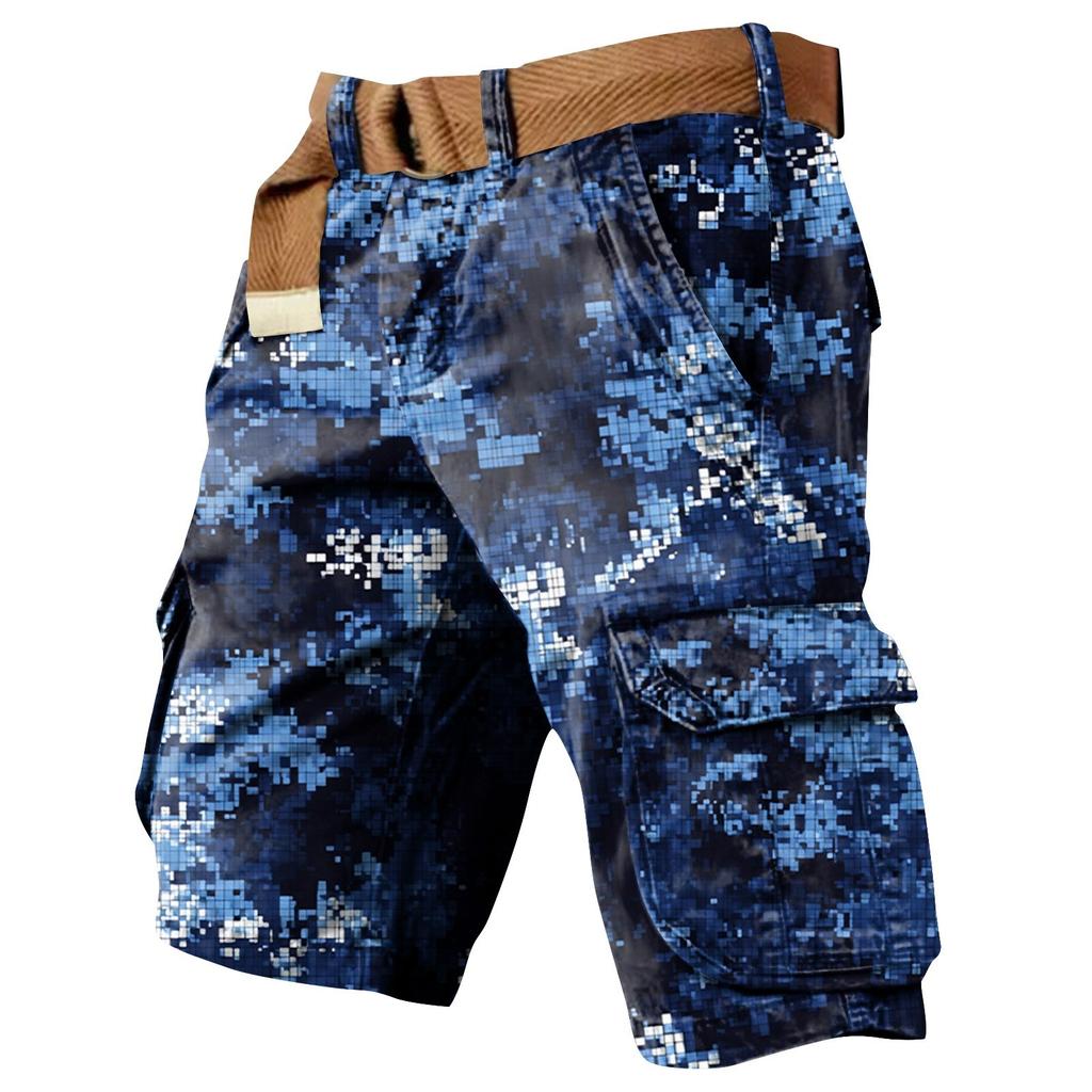 Pánské šortky pracovní oděvy s potiskem ke Dni nezávislosti a s více kapsami