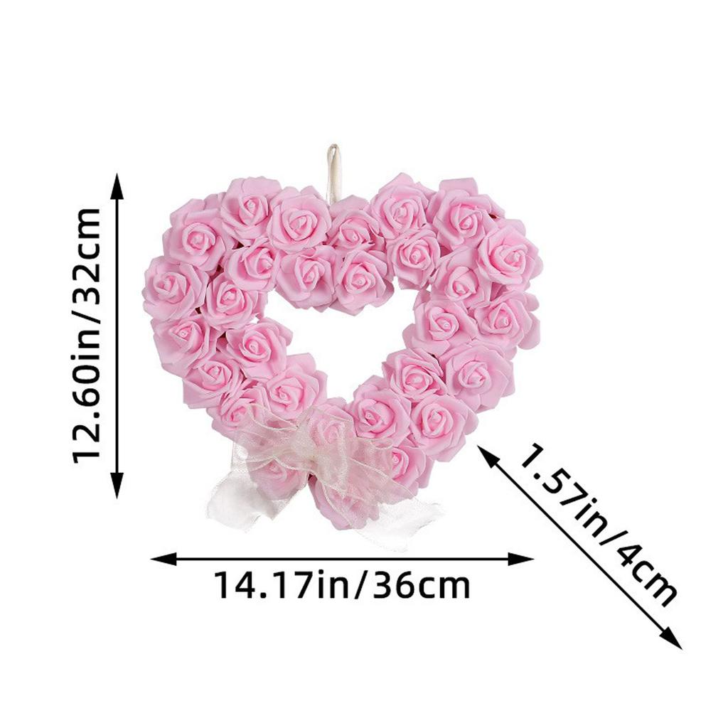 Heart Shaped Wreath Vivid Romantic Artificial Heart Shaped Rose Wreath for Wedding Outdoor Decoration