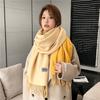 Autumn and Winter New Solid Color Cashmere Scarf Women's High-end Sense Thickened Warm Double-sided Two-color Fringed Shawl Scarf