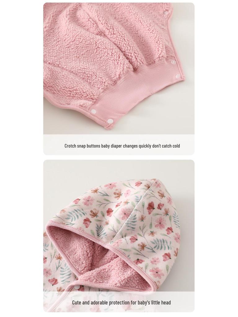 Fleece-lined Baby Romper for Autumn/Winter | 0-1 Year Warm Outing Crawling Suit by Anyang Baby & Children's Wear