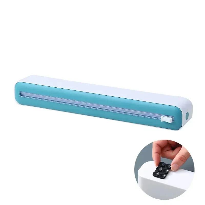 2 in 1 Frischhaltefolienspender Folienabroller mit Schneidevorrichtung Aufbewahrungsbox Alufolie Stretchfolienschneider Küchenzubehör