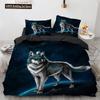 Wolf Duvet Cover Set Black White Wolf Yin And Yang Pattern Wild Animals Comforter Cover King Queen Size For Kid Boys Bedding Set