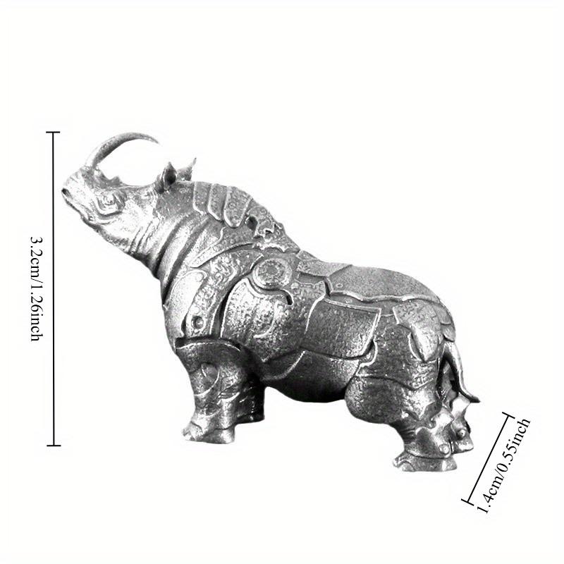 Mini Mosiężna Rzeźba Nosorożca Dekoracja Biurka Zen Ozdoba Samochodowa Mikro Krajobraz Ogród Zen Prezent Akcesoria do Breloka