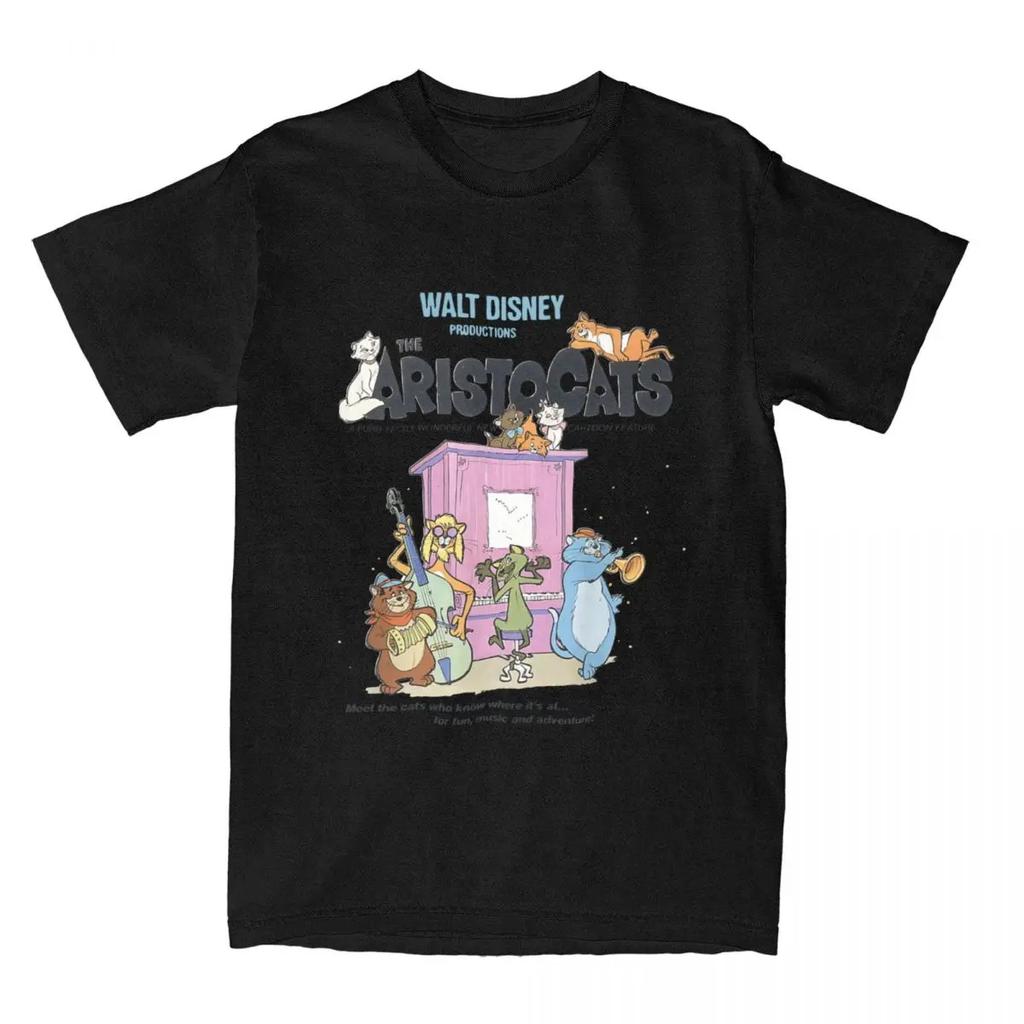 The Aristocats Marie Cats Playing Piano for Men Women T Shirt Vintage Tee Shirt Crew Neck T-Shirt Pure Cotton Vintage Daily Tops