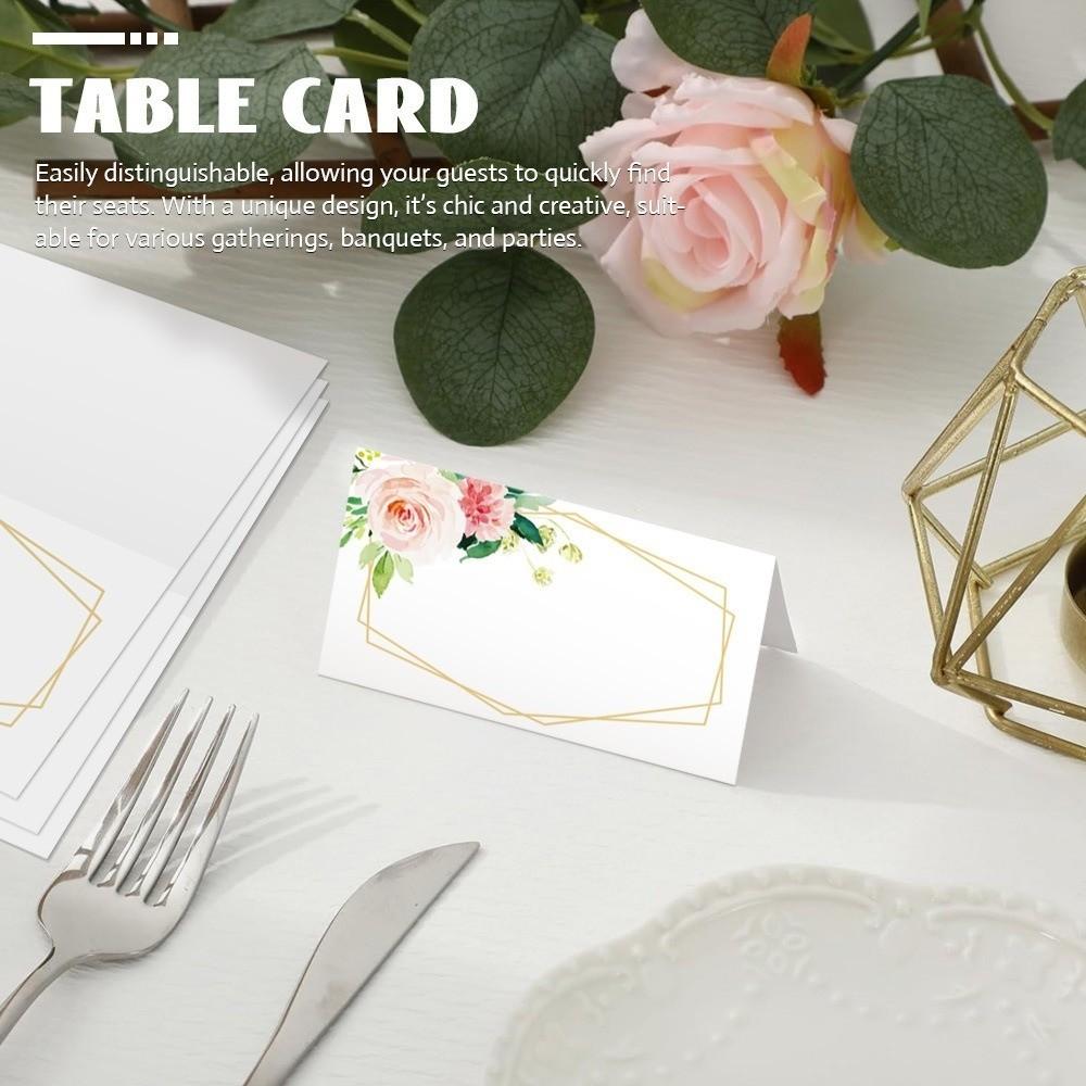 100pcs Flowers Plants Printed Seating Place Cards Blank Tabletop Card for Banquet Wedding