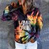 Women's Winter Casual Fashion Print Hooded Long-Sleeved Sweater Jacket