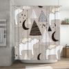 Cozy Bathroom Decor Shower Curtain Set with Moon Stars Forest Animal Print In Beige White Black Perfect for Your Home Bath or Gu