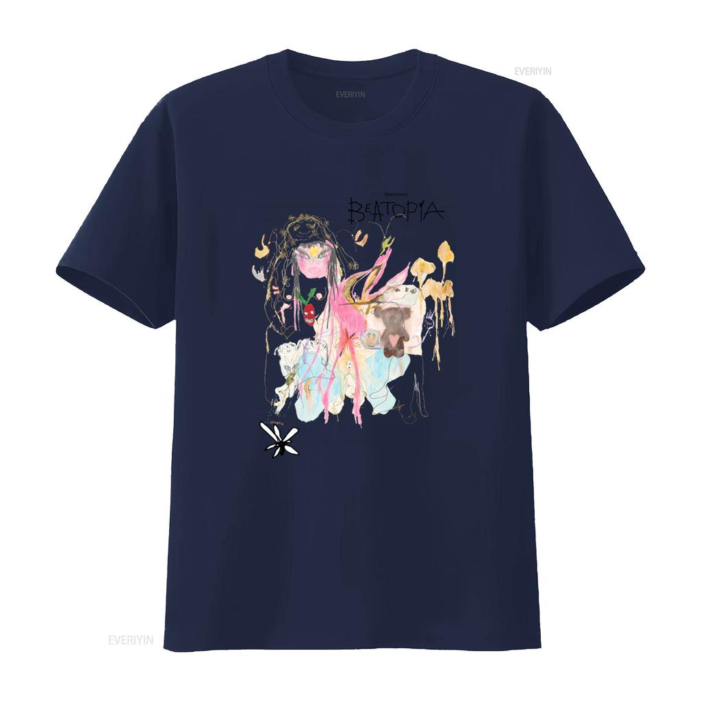 Beabadoobee T Shirt with Colorful Artistic Print Welcome To Beatopia Design Vintage Washed Soft Designer Clothes Homme