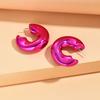 Metallic Color Acrylic Chunky C-shape Hoop Earrings for Women New Irregular Geometric Huggies Earring Glossy Jewelry