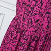 Plus Size Women Round Neck Sleeveless Print Fishtail Ruffled Plus Size Dresses